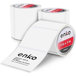 enKo 4" x 3" Labels for Zebra Desktop Printers (12 Rolls, 6000 Labels) - Blank White Direct Thermal Address Mailing Shipping Barcode FBA Stickers FNSKU Labels for Zebra and Eltron (Perforated)