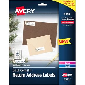 Avery Printable Return Address Labels, 0.75" x 2.25", Silver Foil, 300 Blank Mailing Labels (08986)