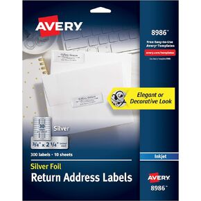 ملصقات عنوان الإرجاع سهلة التقشير من Avery، مقاس 2/3 بوصة × 1-3/4 بوصة، تصميم قصاصات ذهبية، 600 ملصق (6543) in Kuwait