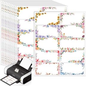 300 Pcs Address Mailing Labels 2x4 Inch Personalized Flower Return Address Labels Stickers Self Adhesive Printable Gift Labels Compatible with Laser and Inkjet Printer, 30 Sheet