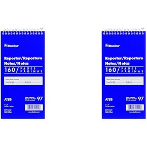 Blueline Reporter Notebook / Note Pad, 4 x 8 inches, 160 Pages / 80 Sheets (AT8B)
