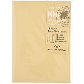 Midori Traveler's Notebook (Refill 006) Passport Size Monthly Diary