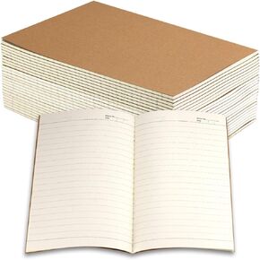24 Pack Journal Notebook with Lined Paper, Brown Kraft Cover Writing Diary Subject Notebooks for Travelers, School and Office, A5 Size, 8.3x5.5 inch. 60 Lined Pages, 30 Sheets