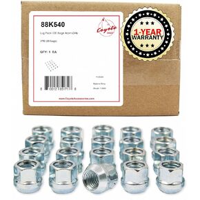 Wheel Accessories Parts 20 Pcs 7/16"-20 Thread Open End Bulge Acorn 21mm 0.84" Long Lug Nuts Zinc 3/4" 19mm Hex Fits Many Classic Chevrolet, Buick, GMC, Pontiac Vehicles