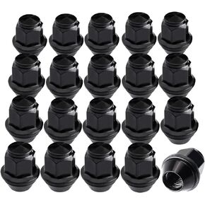 12mmx1.5 3/4''(19mm) Hex OEM Factory Wheel Lug Nuts Set of 20 for Focus Fusion Escape Ranger MKC/MKZ Fiesta Stock Wheels Large Acorn Seat Black