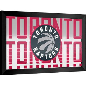 Trademark Global Wall Mirror - Ready-to-Hang Toronto Raptors City Black Framed Rectangle Mirror - for Pub, Game Room, Garage or Home Bar