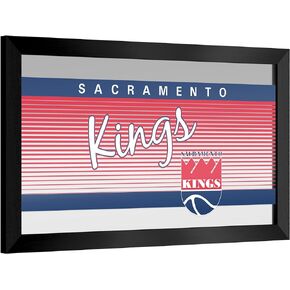 Trademark Global Wall Mirror - Ready-to-Hang Sacramento Kings Hardwood Classics Black Framed Rectangle Mirror - for Pub, Game Room, Garage or Home Bar