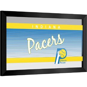 Trademark Global Wall Mirror - Ready-to-Hang Indiana Pacers Hardwood Classics Black Framed Rectangle Mirror - for Pub, Game Room, Garage or Home Bar