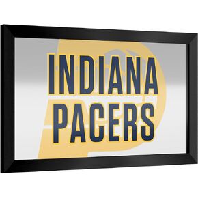 Trademark Global Wall Mirror - Ready-to-Hang Indiana Pacers Fade Black Framed Rectangle Mirror - for Pub, Game Room, Garage or Home Bar