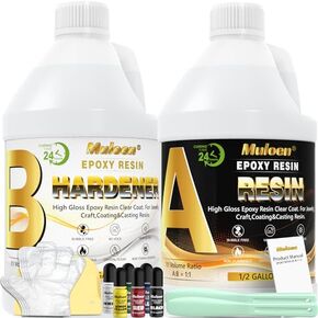 Epoxy Resin 1 Gallon - Crystal Clear Epoxy Resin Kit, 2 Part Casting Resin for Art, No Yellowing, No Bubble, Self Leveling, High Gloss, Suitable for DIY Jewelry, Resin Craft, Desktop Coating, Casting