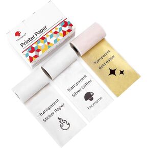 Phomemo M02/M02 Pro/M02S/M03/M03AS/M04S Pocket Printer Paper- Transparent/Silver/Gold Glitter Sticker Paper
