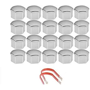 17MM Chrome Wheel Lug NUT Bolt Cover CAPS FIT for Mercedes VW Skoda Audi BMW with Removal Tools
