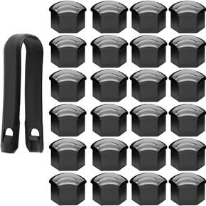 24pcs Wheel Nut Cap 17mm(5pcs Anti-Theft Bolt Cap+19pcs Normal Bolt Cap) Hexagonal Tire Nut Covers with Removal Tool Set for Cars(Grey)