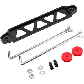 Battery Hold Down Sets, Billet Aluminum Battery Tie Down Mount Bracket With Stainless Steel J Bolts, Universal 8" Triangular Five-Hole Car Battery Holder Kit For SUV, RV (Red)