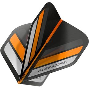 RED DRAGON Hardcore Black & Orange Stripe Extra Thick Standard Dart Flights - 5 Sets Per Pack (15 Dart Flights in Total)