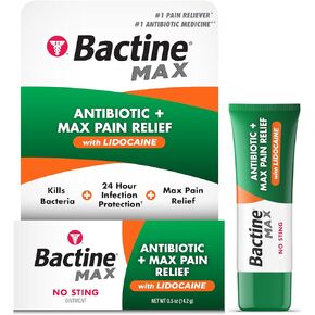 Bactine MAX Antibiotic + Pain Relieving Ointment - Antibiotic Ointment with Lidocaine - Pain + Itch Relief for Minor Cuts & Scrapes & Burns - .5oz
