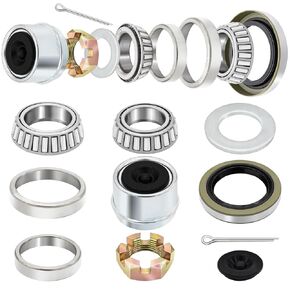 2 Sets Trailer Bearing Kit 3500 lb Boat Trailer Axle Bearing Kits L68149 L44649 Bearing Kits, with 171255TB Grease Seal, Spindle Nut, Dust Cap for 3500lb 1-1/16'' to 1-3/8'' #84 Spindles