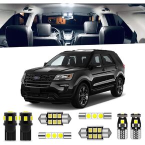 11-Pieces Explorer LED Interior Light Kit for Ford Explorer 2011 2012 2013 2014 2015 2016 2017 2018 2019 2020 White 6000K Interior LED Lighting Package + License Plate Lights, Install Tool