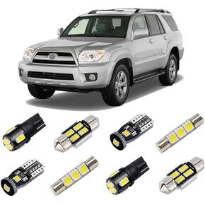 White LED Interior Light Kit for Toyota 4Runner 2003 2004 2005 2006 2007 2008 2009 Super Bright 6000K Interior LED Bulbs Package + License Plate Lights and Install Tool