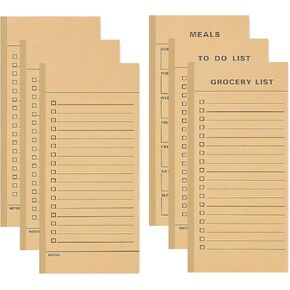 6 Pack Vintage Magnetic Notepads for Refrigerator, 50 pages/book Grocery List Magnet Pad for Fridge, Design Magnetic Grocery List Pad for Fridge, Grocery List Notepad, To-Do List