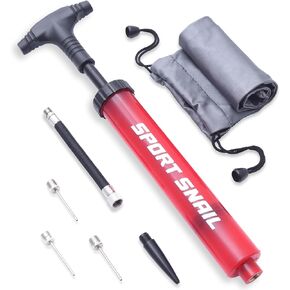 Hand Pump for Balls - Portable Ball Air Pump with Needle 3 pcs and Compact Case - Small Sports Ball Inflator - Volleyball, Soccer, Basketball Pump - Manual Ball Pump for Inflatables