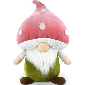 Gehydy Mushroom Gnome Plush Large Spring Decoration Gift Handmade Scandinavian Tomte Stuffed for Home Kitchen Tiered Tray - 13 Inch (Pink)