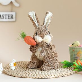 عيد الفصح الديكور القش الأرنب عقد الجزر 8.2 بوصة اليدوية القش المنسوجة الأرانب الدائمة سطح المكتب الحلي لربيع عيد الفصح ديكور المنزل in Kuwait