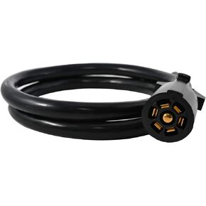 Oyviny Heavy Duty 7 Way Trailer Plug Cord with Double Prongs Connector 4 Feet 7 Pin RV Blade Inline Trailer Wiring Harness Plug Extension Cable Waterproof & Corrosion Resistant (4ft)