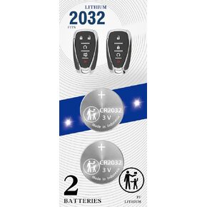 (2 Pack CR2032 2032 Remote Key Fob Battery Replacement for Chevrolet 2016-2022+ Chevy Blazer Bolt Camaro Cruze Equinox Malibu Sonic Spark Trax Volt Smart Case - FCC ID’s: HYQ4EA, HYQ4AA, HYQ4ES