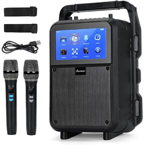 جهاز Asmuse Karaoke، مكبر صوت بلوتوث بنظام PA مع 2 ميكروفونات لاسلكية، نظام كاريوكي محمول مع شاشة عرض كلمات للمنزل، والحفلات، والخارج in Kuwait