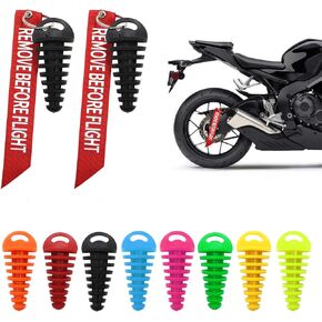 0.6"-1.5" Muffler Exhaust Wash Plug Motorcycle Dirt Bike 2 Stroke Rubber Exhaust Silencer with Keychain Tag Remove Before Start Engine Black