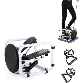 Nisorpa Fitness Stair Stepper Portable Twist Chair Stepper for Exercise with LCD Monitor and Resistance Bands Non-Slip Pedals Mini Stepper Stair Climber for Home Gym Fitness