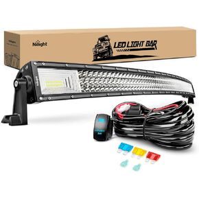 Nilight ZH408 52Inch 783W Curved Triple Row Flood Spot Combo Beam Led Bar 78000LM Driving Lights with 12AWG Heavy Duty 12V 5Pin Rocker Switch Wiring Harness Kit-1 Lead,waterproof