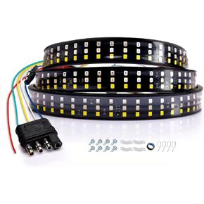 LED Tailgate Light Bar Triple Row 60'' Truck Tailgate Strip Light 5 Functions Red Brake/Amber Turn Signal/White Revers/Double Flash/Running Light IP67 Waterproof LED Tailgate Light Bar