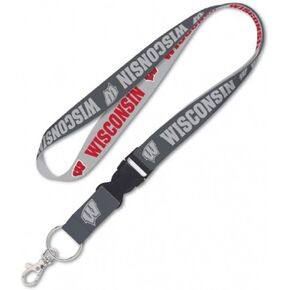 Wisconsin Badgers Premium Lanyard, Charcoal Edition, 23" Long, 1" Wide