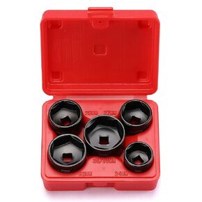 CASOMAN 5 Pieces 3/8" Drive Low Profile Oil Filter Socket Set, Oil Filter Cap Remover and Installer Tool Set, 6 Point, 24mm 27mm, 29mm, 32mm, 36mm, CR-V