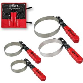 WETT Swivel Oil Filter Wrench Set, 4-Piece Standard Oil Filter Removal Tool, Stainless Steel Remover Pliers (2-3/4" to 5-1/4")