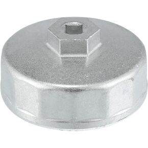 X AUTOHAUX 74mm 14 Flutes Car Oil Filter Wrench Oil Filter Socket Wrench Housing Cap Socket Remover Tools for Mercedes Benz for Audi for VW for Mazda Silver Tone