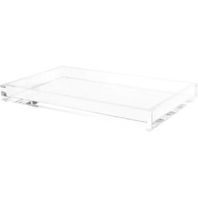 Acrylic Tray Organizer - Clear Minimalist Catchall Holder for Bedside, Bathroom, and Office Storage - Aesthetically Pleasing Room Decor by Lavish Home