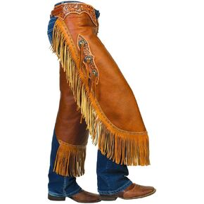 Weaver Leather Pull-Up Fashion Chinks with Floral Yoke Set, Medium (Total Length: 34";Waist: 32"-38";Upper Thigh: 25-1/2"), Brown in Kuwait
