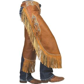 Weaver Leather Pull-Up Fashion Chinks with Floral Yoke Set, Medium (Total Length: 34";Waist: 32"-38";Upper Thigh: 25-1/2"), Brown