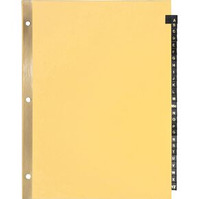 Business Source A-Z Black Leather Tab Index Dividers 8-1/2 x 11