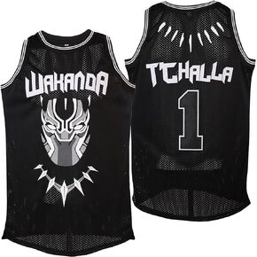 #1 Black Wakanda T'Challa Movie Basketball Jersey Men Black
