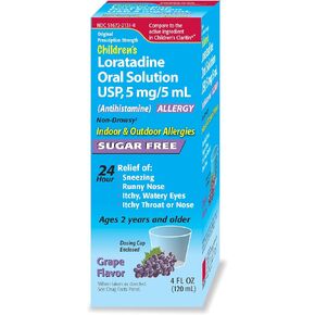Children’s Oral Solution, Grape Flavor, Non-Drowsy 24h Relief of Sneezing, Runny Nose, Itchy Watery Eyes, Itchy Throat or Nose, Antihistamine, Indoor & Outdoor Allergies