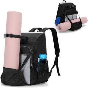 Yoga Mat Bag with Mat Holder for Women and Men Yoga Mat Carrier Backpack with Charging Port and Padded Shoulder Straps for Yoga, Gym, Pilates