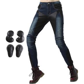 Women Motorcycle Riding Jeans Motocross Racing Pants with Upgrade Knee Hip Pads