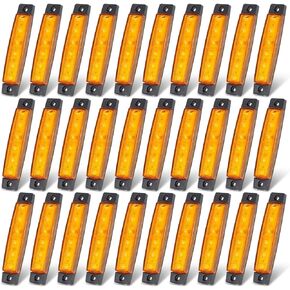 MADCATZ 30 Pcs 3.8 Inch Strip Amber Side Marker Lights 6 LED Clearance Lamp 2835 SMD Universal for Trailer RV Truck Boat Pickup Cabin Lorry 12V DC Marine Light TK12