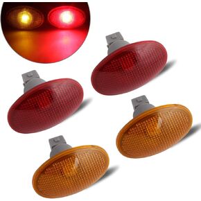 RUXIFEY LED Dually Bed Fender Side Marker Lights Amber Red Sidemarker Lamps Replacement Compatible with 1999 to 2010 Ford F350 F450 F550 Dually - Pack of 4 (orange and red)