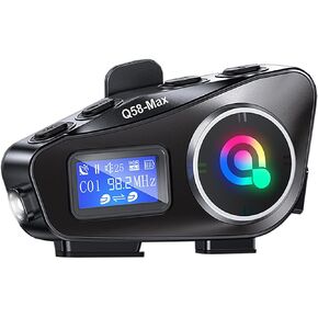 سماعة بلوتوث للدراجات النارية مع شاشة LCD وراديو FM وإضاءة الطوارئ، خوذة دراجة نارية بلوتوث مع خاصية إلغاء الضوضاء CVC 6EQ HiFi ستيريو، تدعم بطاقة SD، BT 5.3، 1000 مللي أمبير، IP65، حزمة واحدة in Kuwait