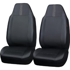 CAR-GRAND Faux Leather Car Seat Covers Two Front, 100% Waterproof Breathable Automotive Front and Rear Seats Cushions Airbag Compatible Unviersal Fit for Cars Sedans SUV Pickup Trucks, Black and Red